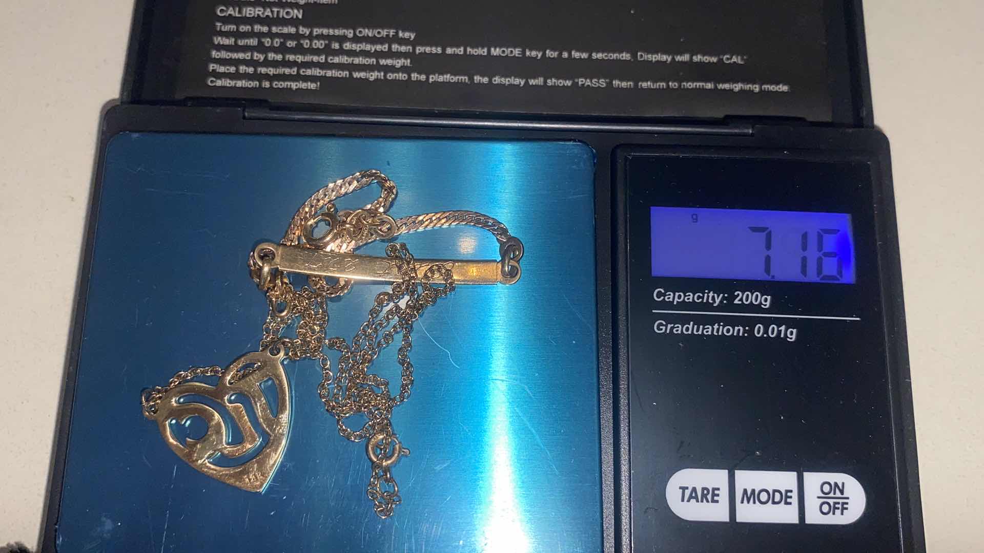Photo 1 of 14K GOLD AVON PRESIDENTS AWARD HEART NECKLACE & CHILDS BRACELET WEIGHT 7.16g