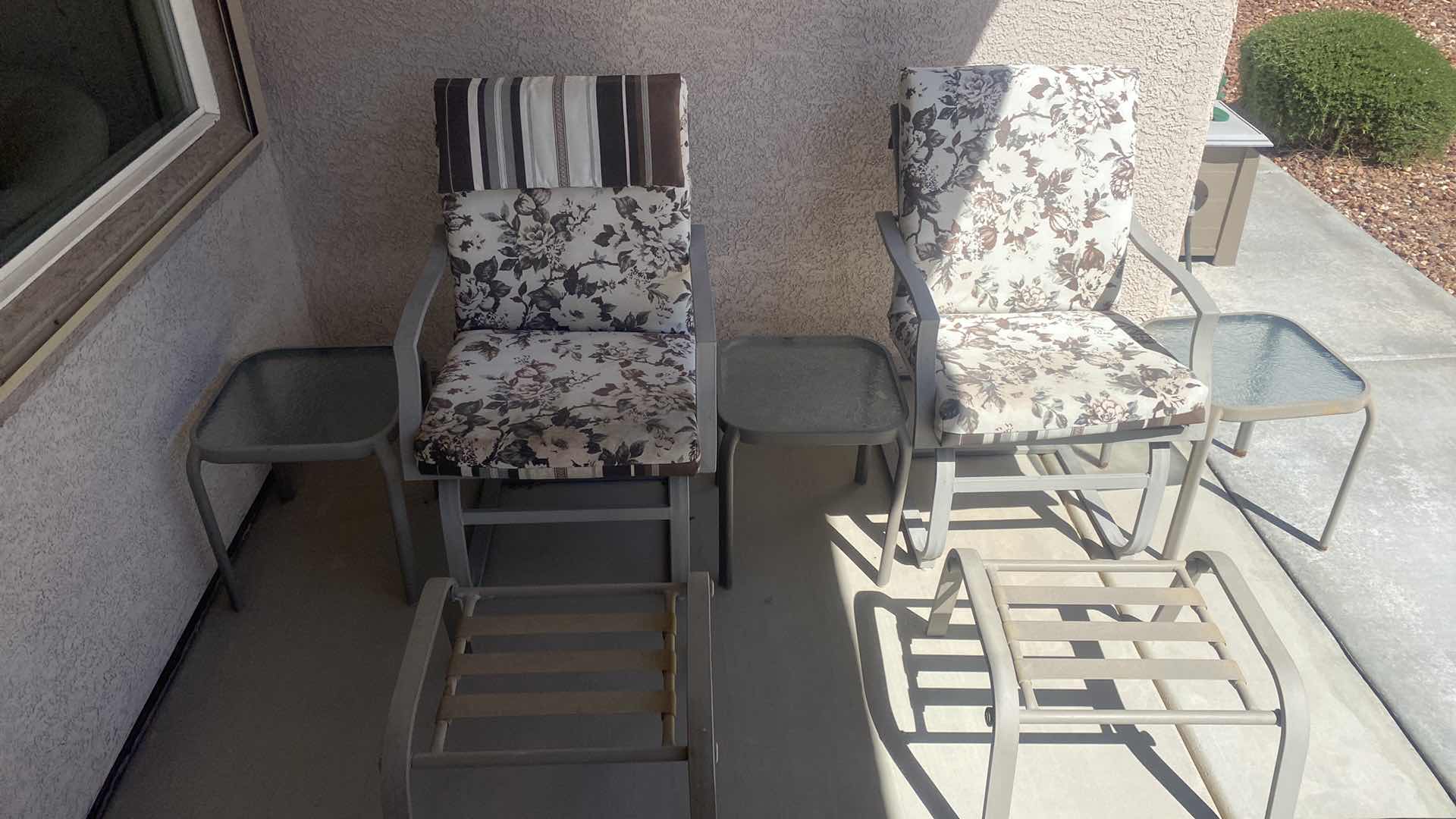 Photo 1 of 7 PIECE PATIO SET 2 CHAIRS OTTOMANS & 3 TABLES
