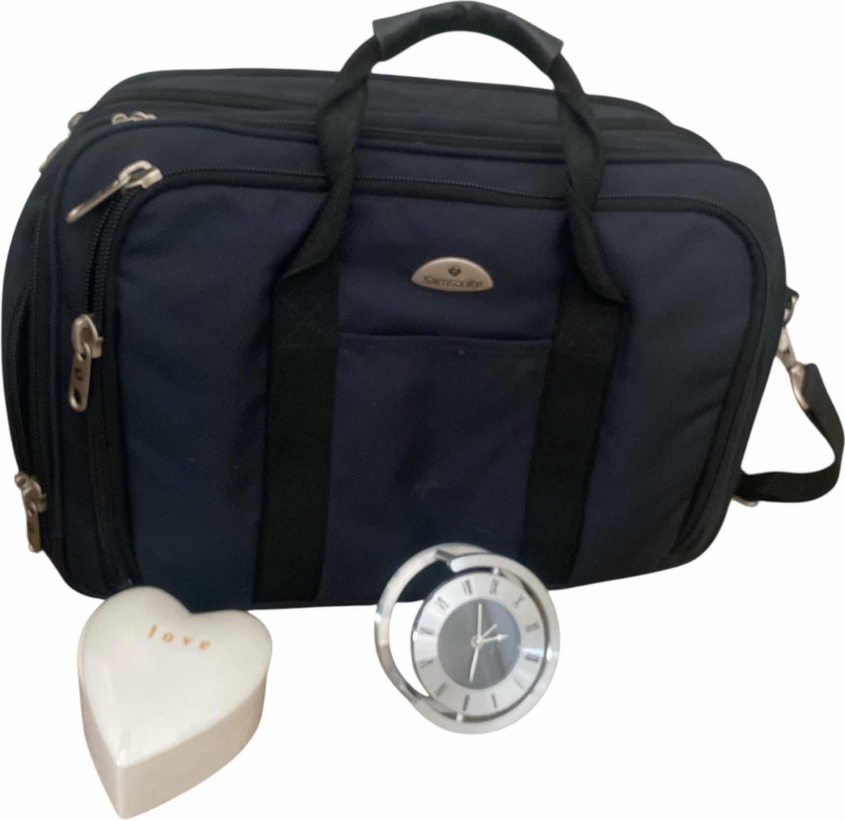 Photo 1 of SAMSONITE LAPTOP BAG, CLOCK & HEART TRINKET BOX