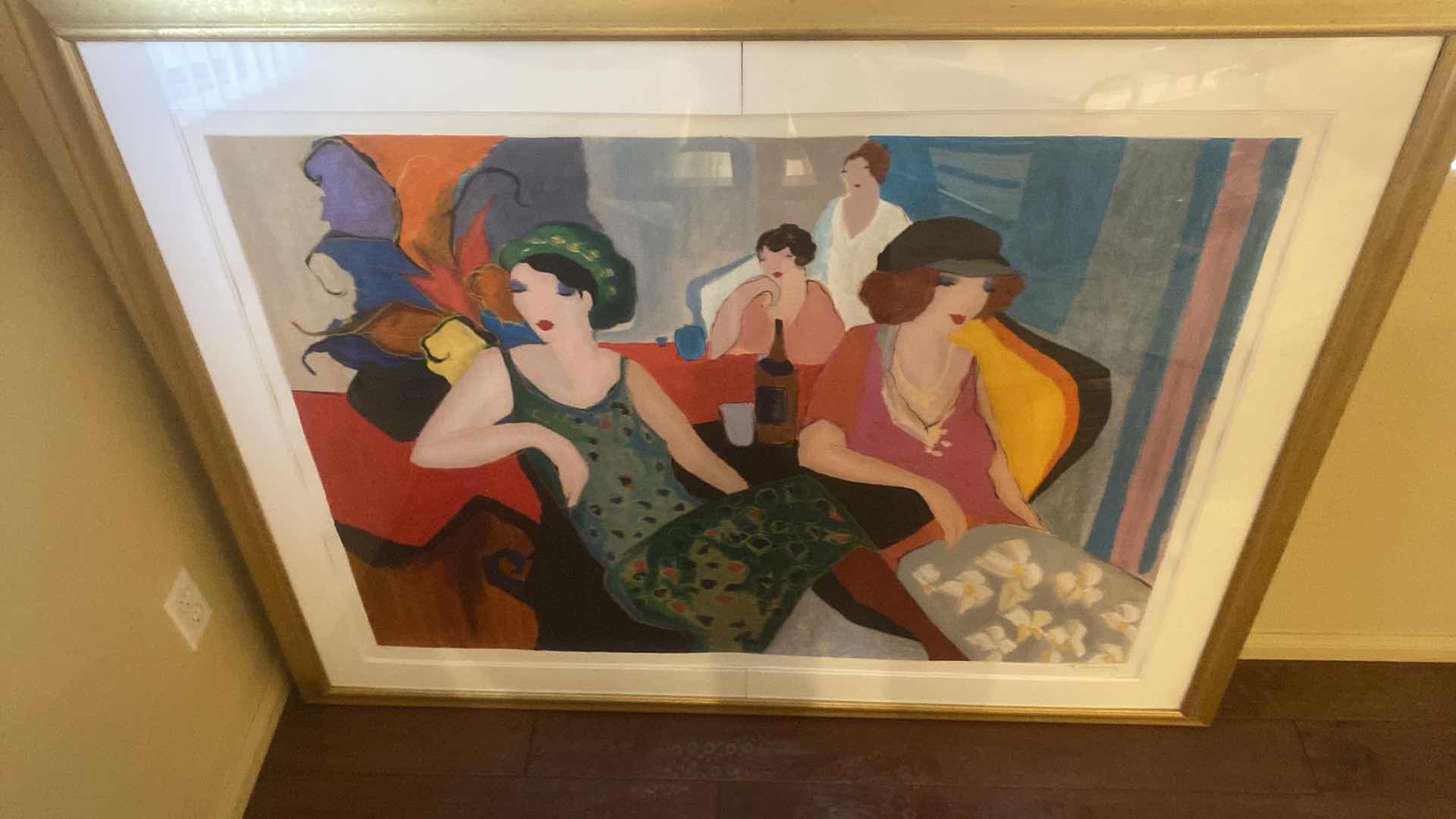 Photo 1 of VINTAGE 1992 GOLD FRAMED ITZCHAK TARKAY “IN THE LOUNGE” SERIGRAPH SIGNED & NUMBERED ARTWORK UNFRAMED MEASURES 33 1/8” X 45” FRAMED 58“ X 47“ WITH COA