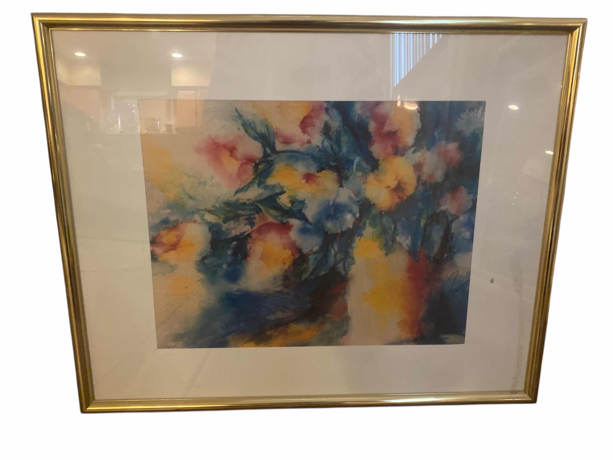 Photo 1 of ALUMINUM FRAMED FLORAL IN VASE ARTWORK 20” X 16”