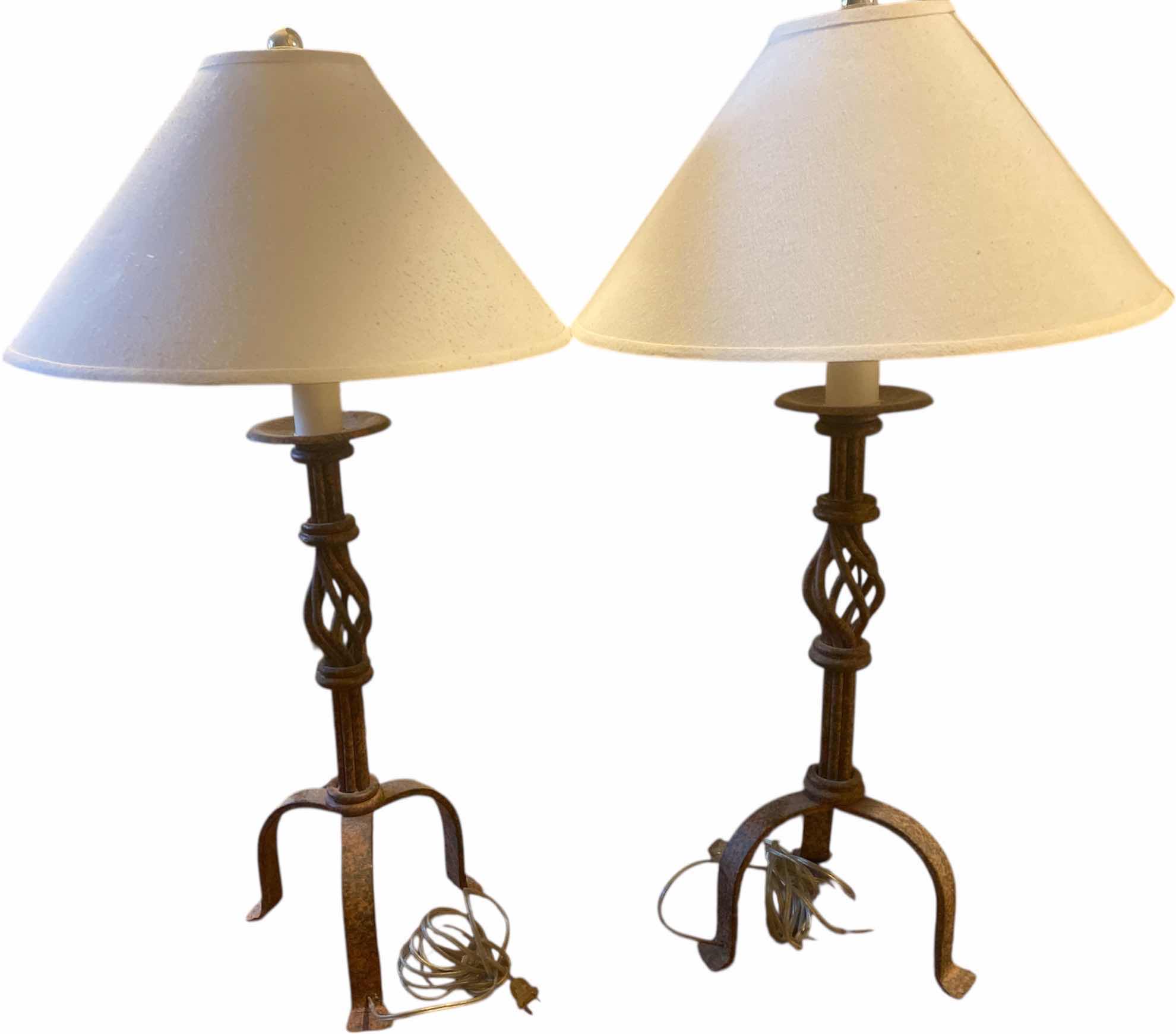 Photo 1 of PAIR OF HEAVY IRON TABLE LAMPS H35”