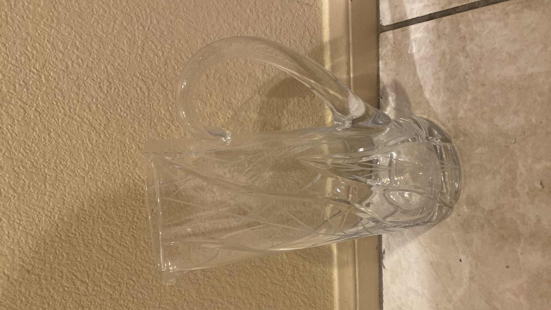 Photo 1 of 2 - CUT GLASS VASE & PITCHER H10”