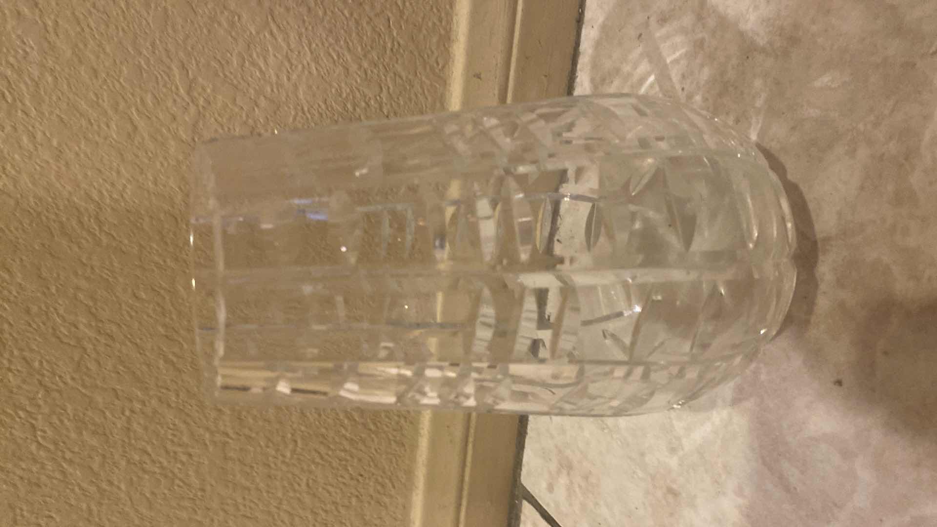 Photo 1 of 2 - CUT GLASS VASE & PITCHER H10”