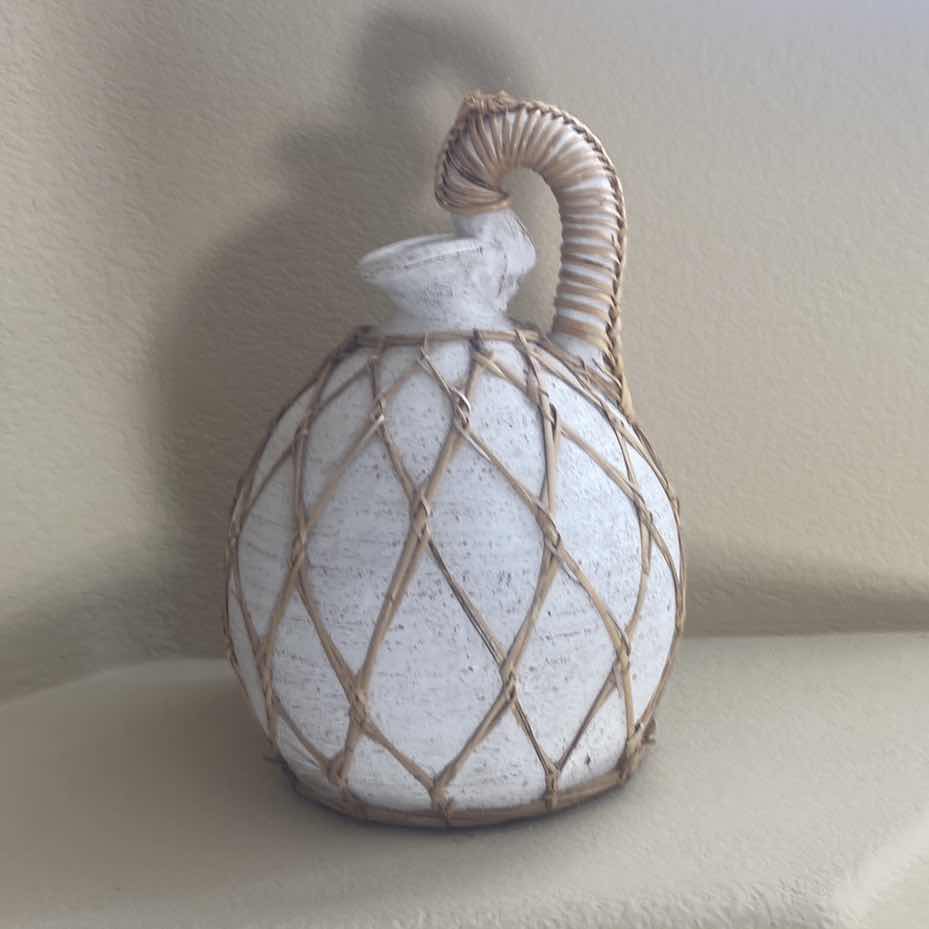 Photo 1 of CONTEMPORARY CYPRIOT COASTAL RATTAN WRAPPED POTTERY 11” X 16”