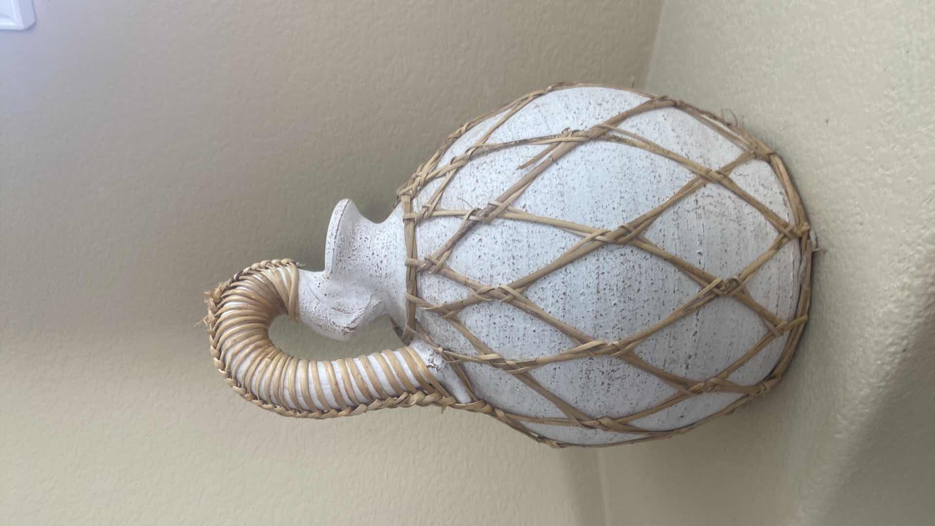 Photo 1 of CONTEMPORARY CYPRIOT COASTAL RATTAN WRAPPED POTTERY 11” X 16”