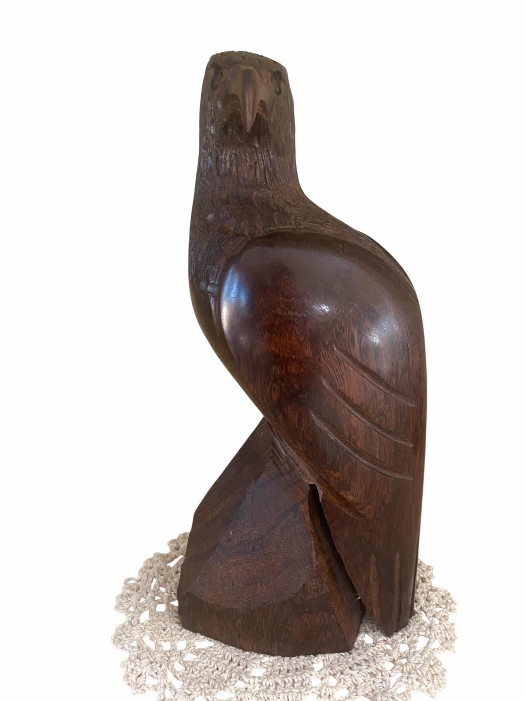 Photo 1 of VINTAGE MEXICAN IRONWOOD CARVED EAGLE SIGNED H11”