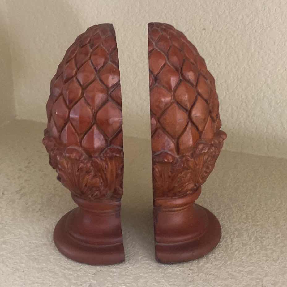 Photo 1 of CARVED WOOD ARTICHOKE BOOKENDS H8”