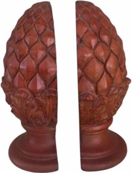 Photo 1 of CARVED WOOD ARTICHOKE BOOKENDS H8”
