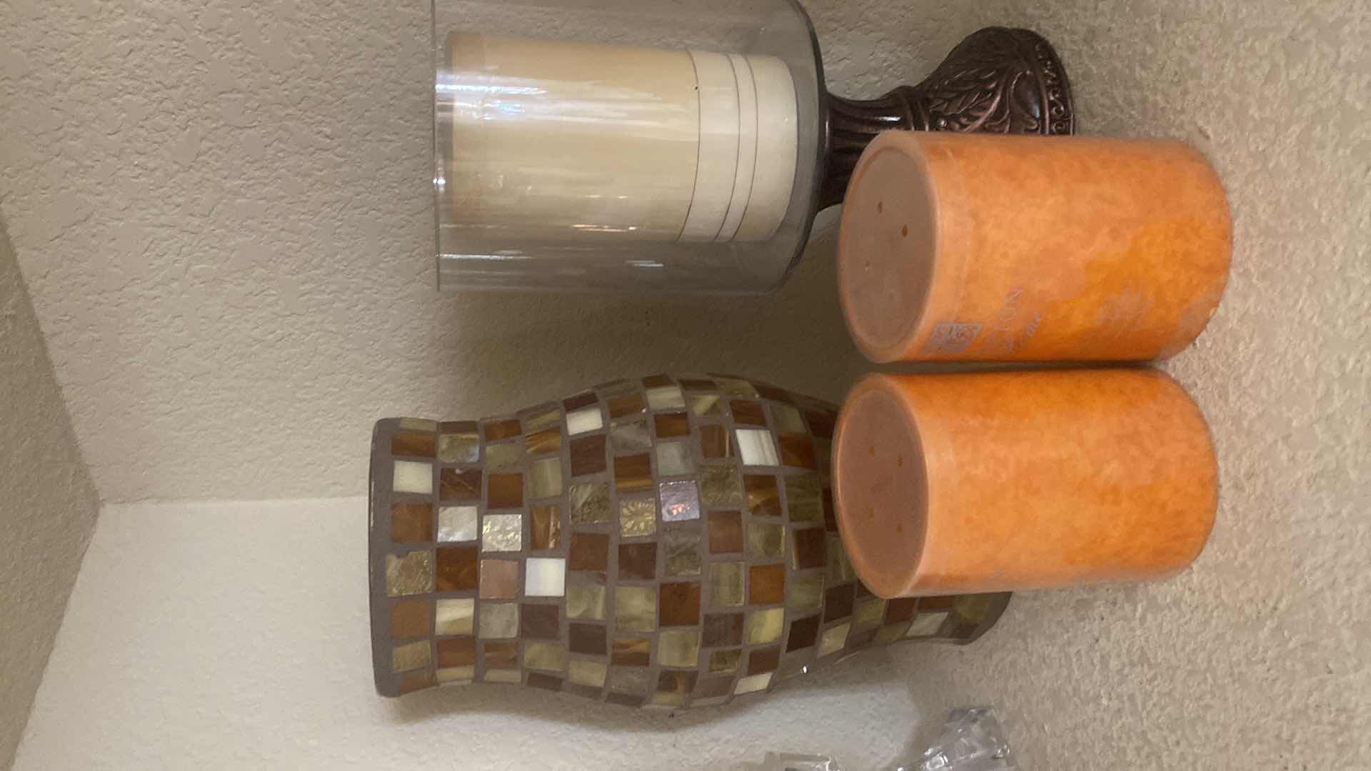 Photo 1 of CANDLES & GLASS CANDLE HOLDERS TALLEST 10 1/2”