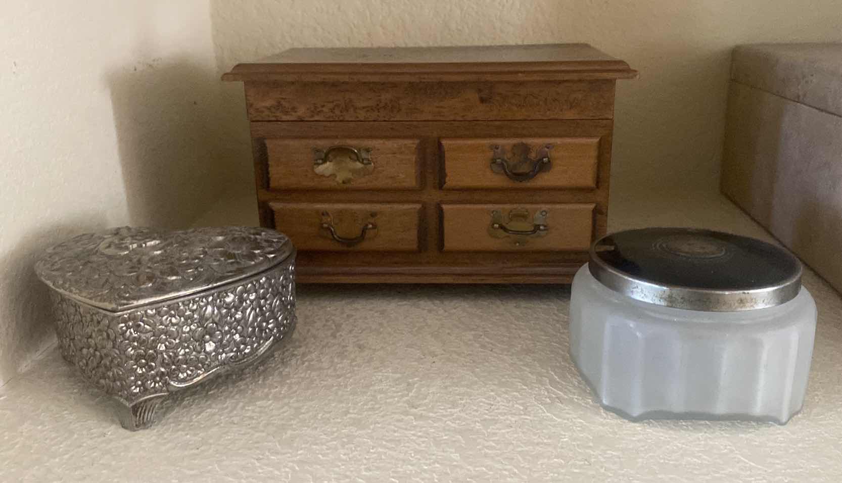 Photo 1 of SMALL WOOD JEWELRY BOX & 2 TRINKET BOXES WITH LIDS