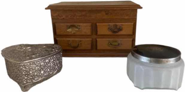 Photo 1 of SMALL WOOD JEWELRY BOX & 2 TRINKET BOXES WITH LIDS