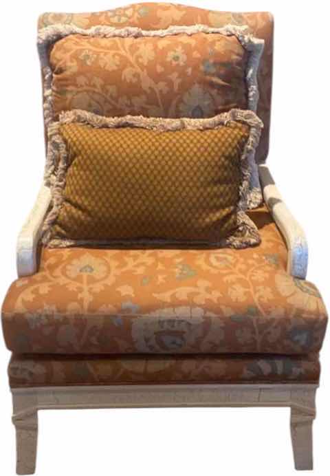 Photo 1 of VINTAGE LOUIS XV UPHOLSTERED OCCASIONAL CHAIR WITH CRACLE FINISH WOOD (2 AVAILABLE RACK SOLD SEPARATELY)