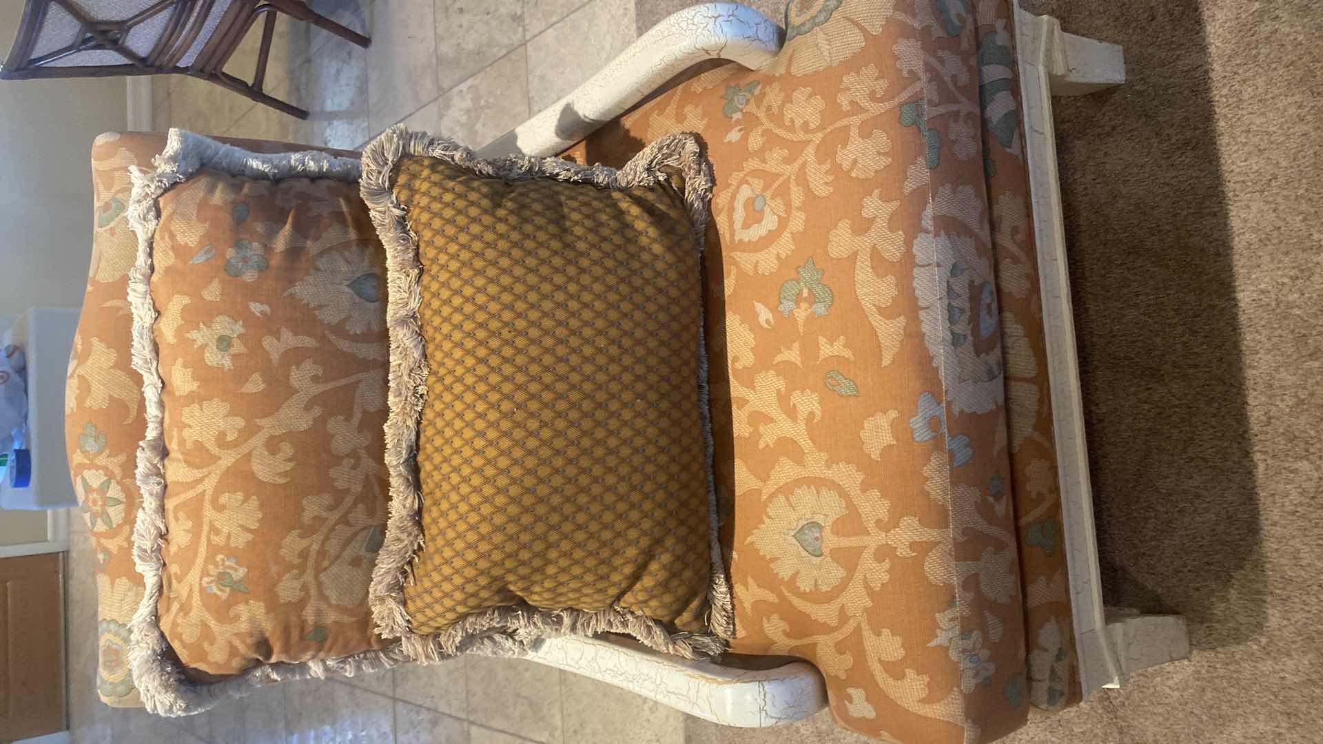 Photo 1 of VINTAGE LOUIS XV UPHOLSTERED OCCASIONAL CHAIR WITH CRACLE FINISH WOOD (2 AVAILABLE RACK SOLD SEPARATELY)