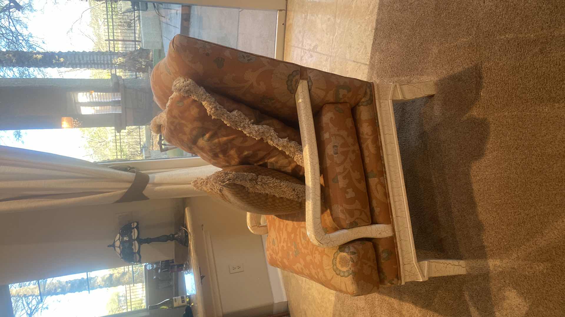 Photo 1 of VINTAGE LOUIS XV UPHOLSTERED OCCASIONAL CHAIR WITH CRACLE FINISH WOOD (2 AVAILABLE RACK SOLD SEPARATELY)