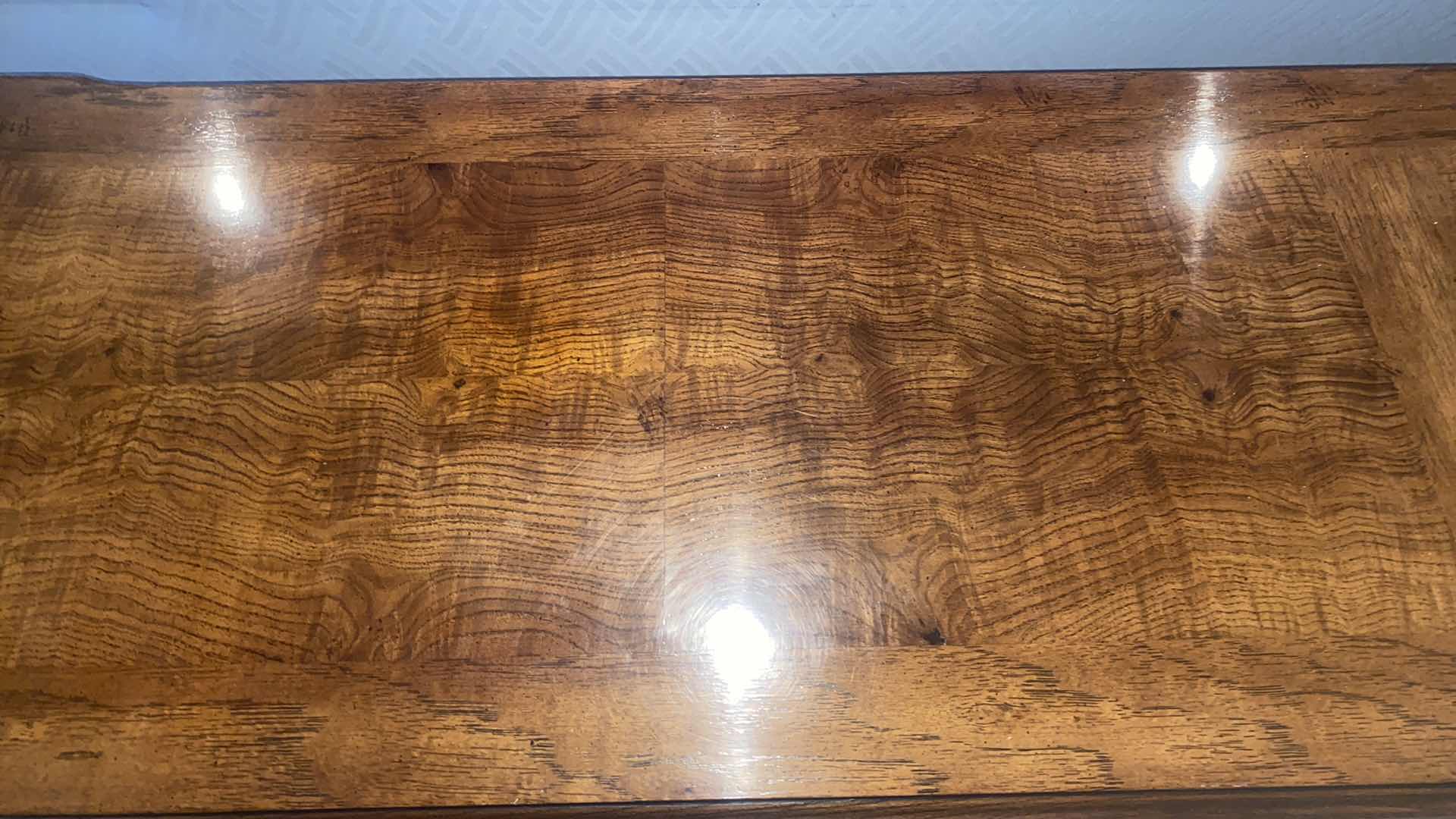 Photo 1 of WOOD SOFA TABLE WITH CANE BOTTOM SHELF 60” X 16” H27”