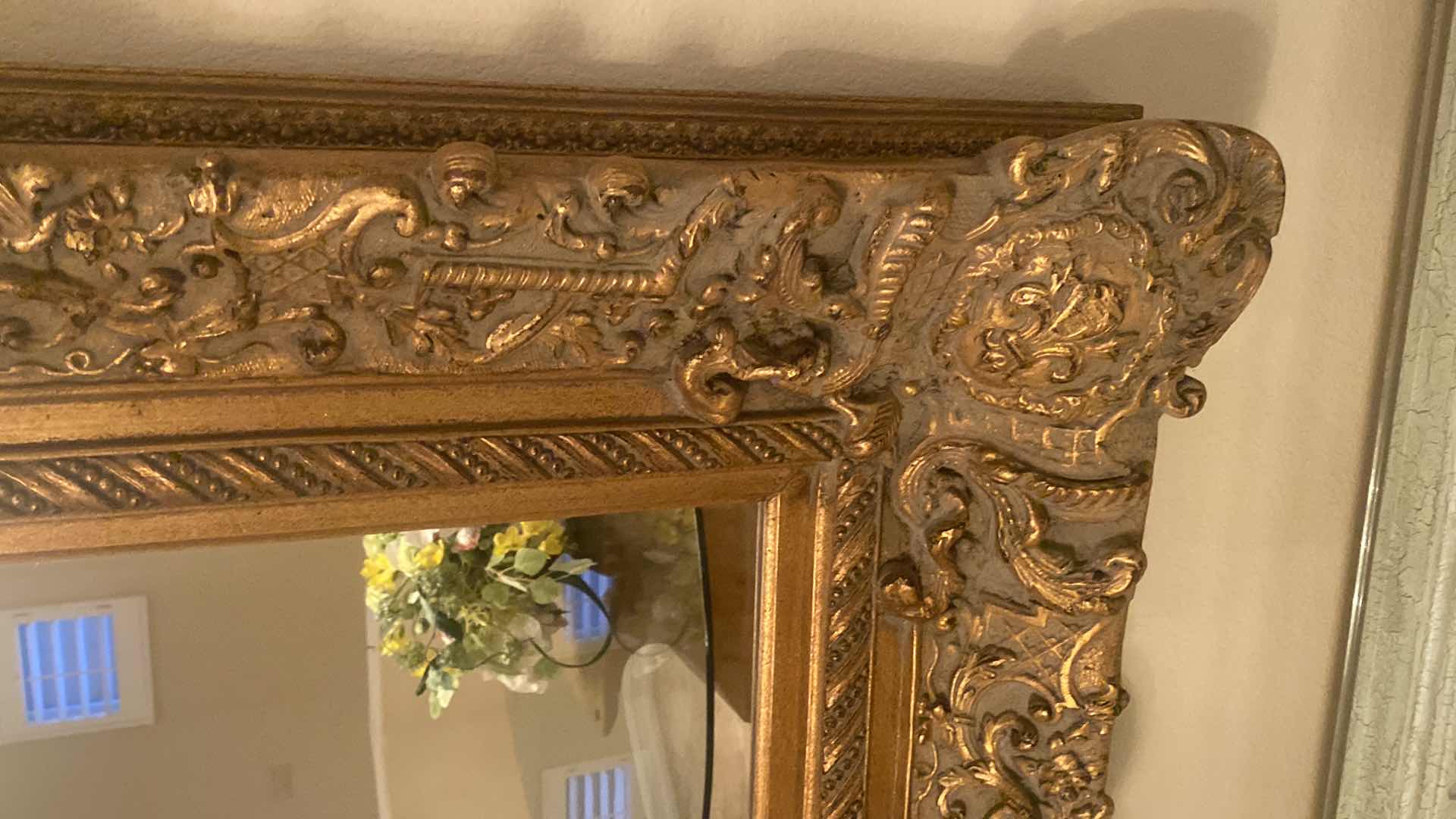 Photo 1 of LARGE GOLD ORNATE WALL MIRROR 50” X 63”