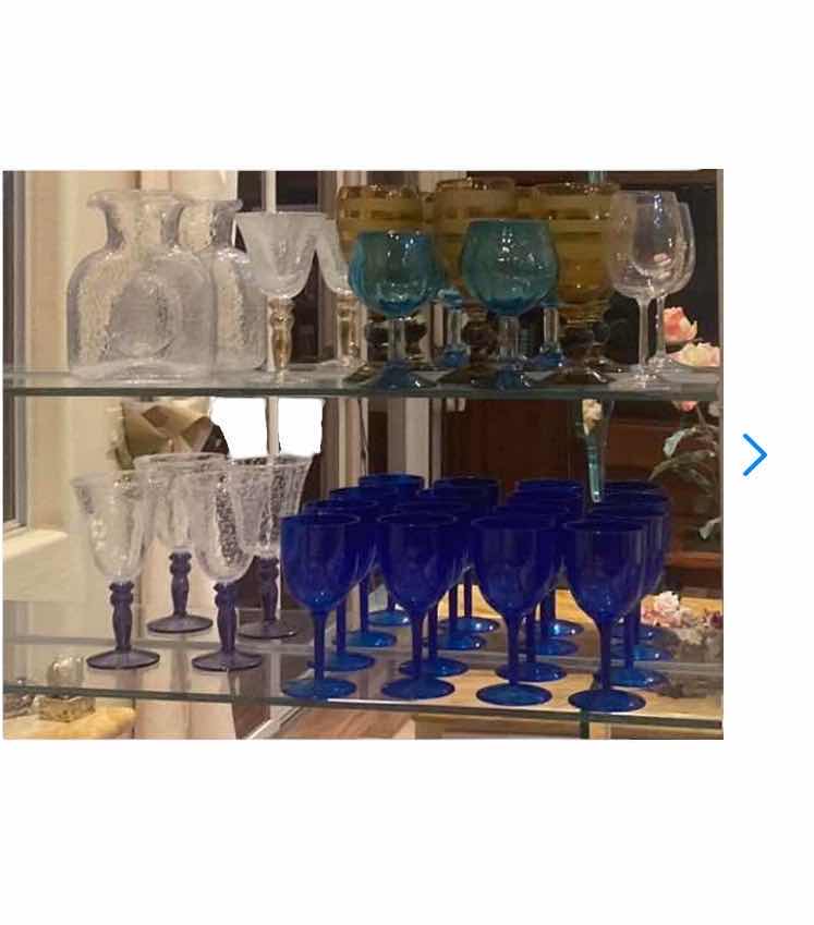 Photo 1 of GLASSWARE (TOP SHELF), PASTIC STEMWARE (BOTTOM SHELF)