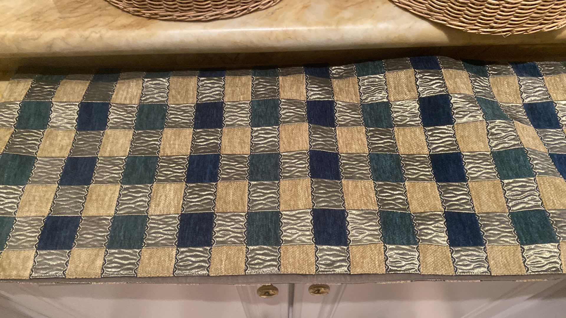 Photo 1 of 2-BASKETS, THROW,TABLE RUNNER & ARTIFICIAL ROSES IN VASE