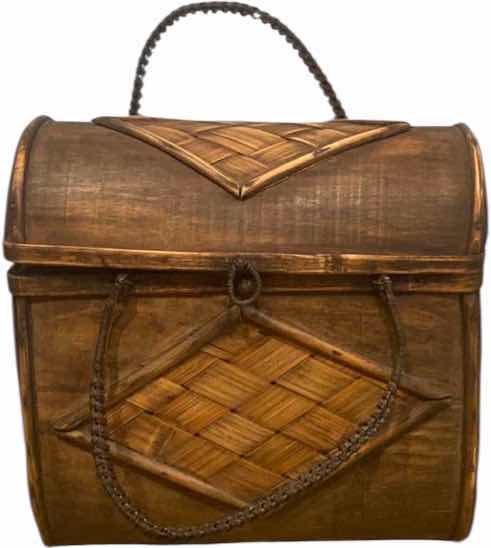 Photo 1 of VINTAGE BOMBAY COMPANY WOODEN BASKET 12” X 7” H13”