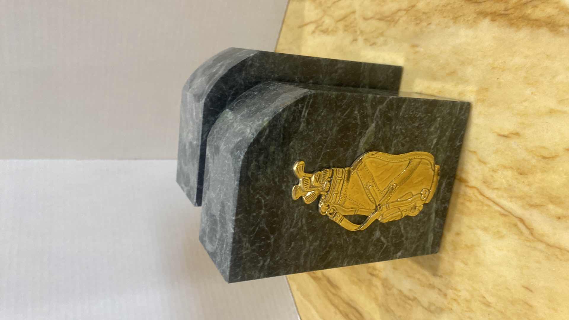 Photo 1 of MARBLE BOOK ENDS WITH GOLF EMBELLISHMENT H6”