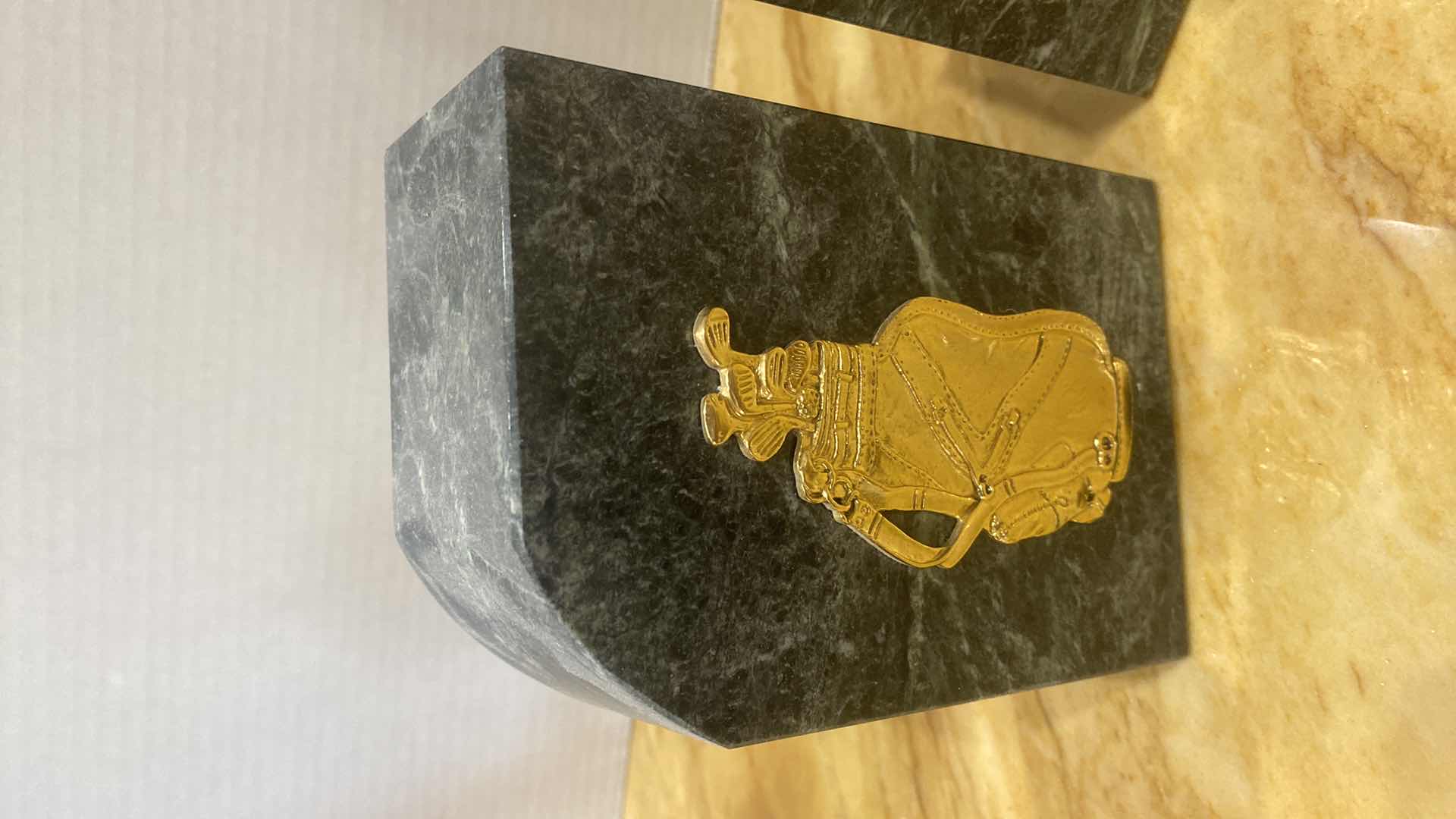 Photo 1 of MARBLE BOOK ENDS WITH GOLF EMBELLISHMENT H6”