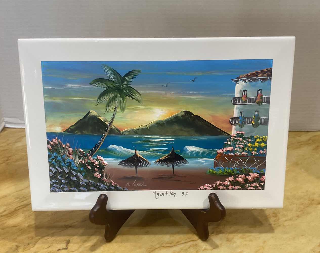 Photo 1 of VINTAGE 1997 MAZATLAN PAINTED TILE 11 1/2“ X 8“