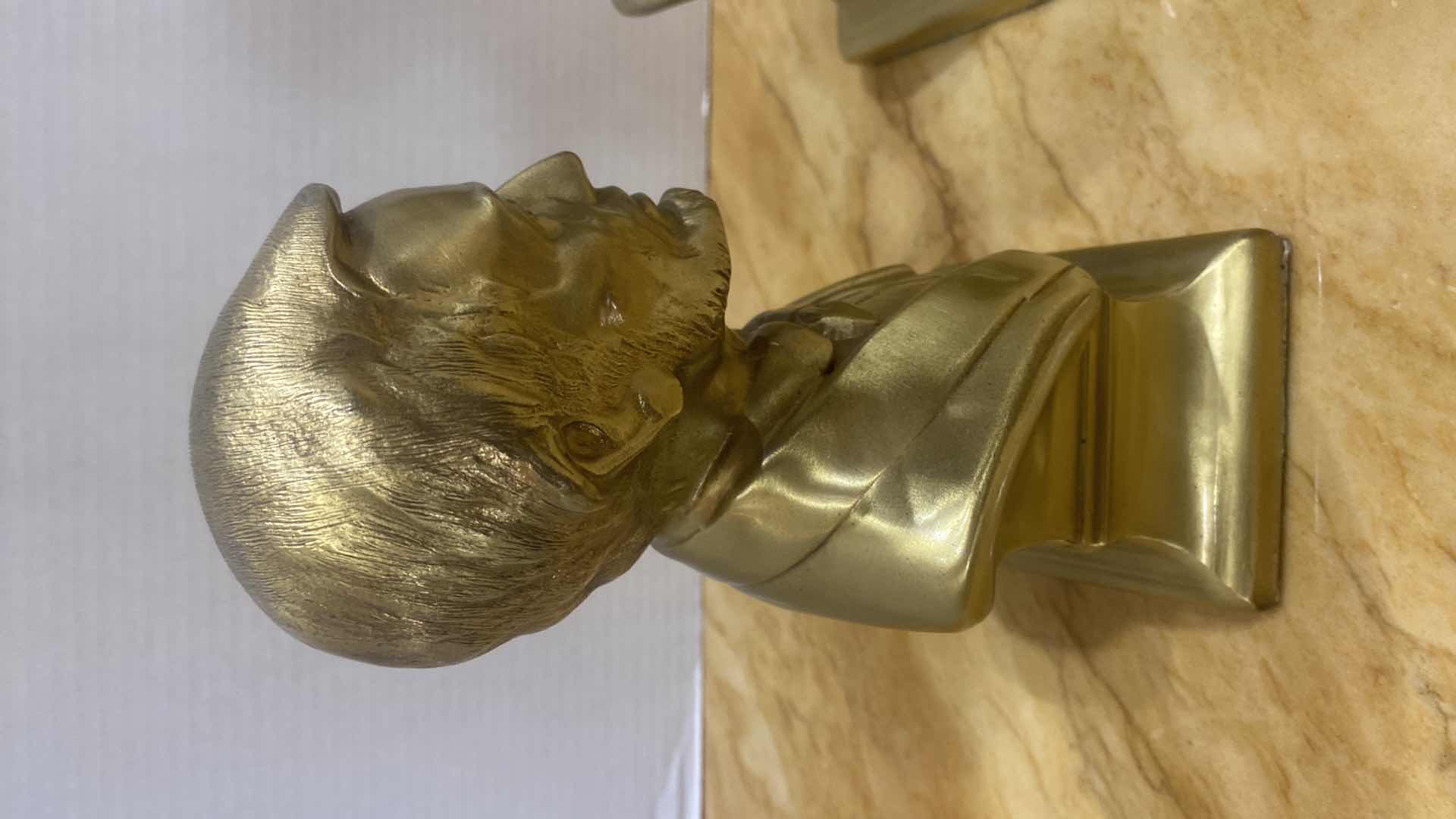 Photo 1 of HEAVY GOLD LINCOLN BUST BOOK ENDS H8 1/2”