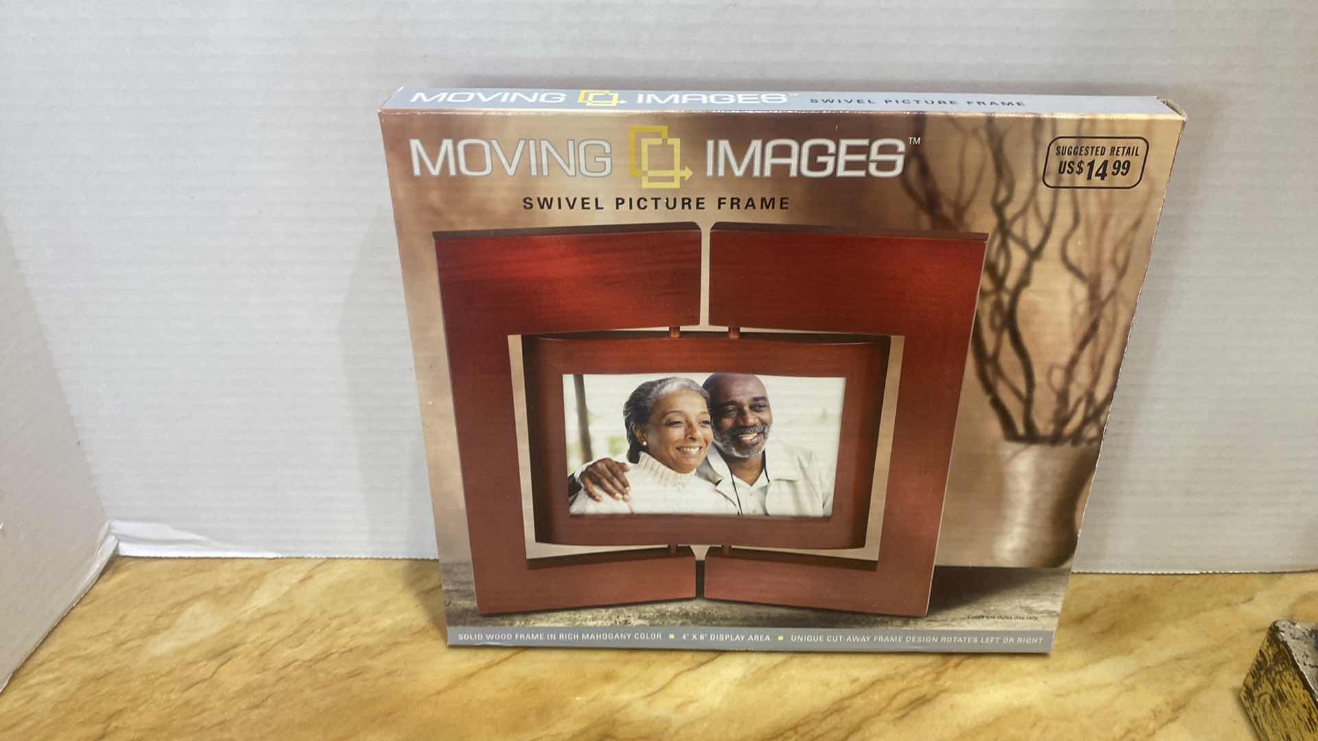 Photo 1 of MOVING IMAGES, SWIVEL PICTURE FRAME & WOOD ELEPHANT H5”