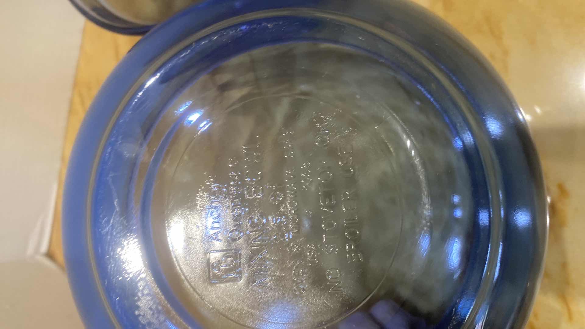 Photo 1 of BLUE GLASS, THREE-PIECE, ANCHOR, HOCKING, MIXING BOWLS