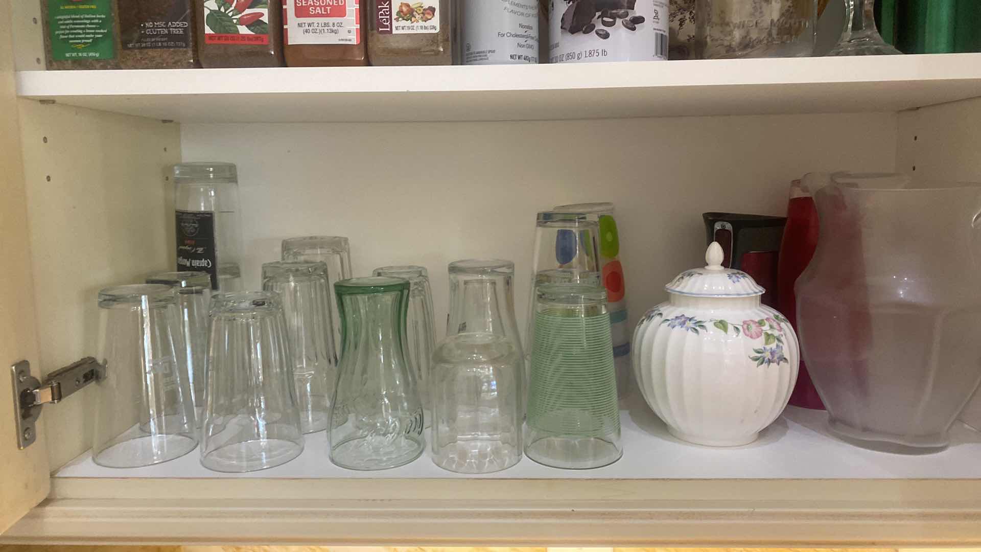 Photo 1 of CONTENTS OF KITCHEN CABINET, SPICES, AND GLASSWARE