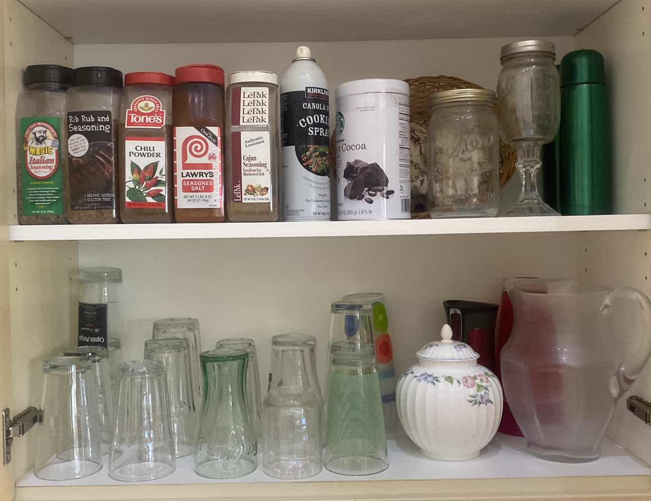 Photo 1 of CONTENTS OF KITCHEN CABINET, SPICES, AND GLASSWARE