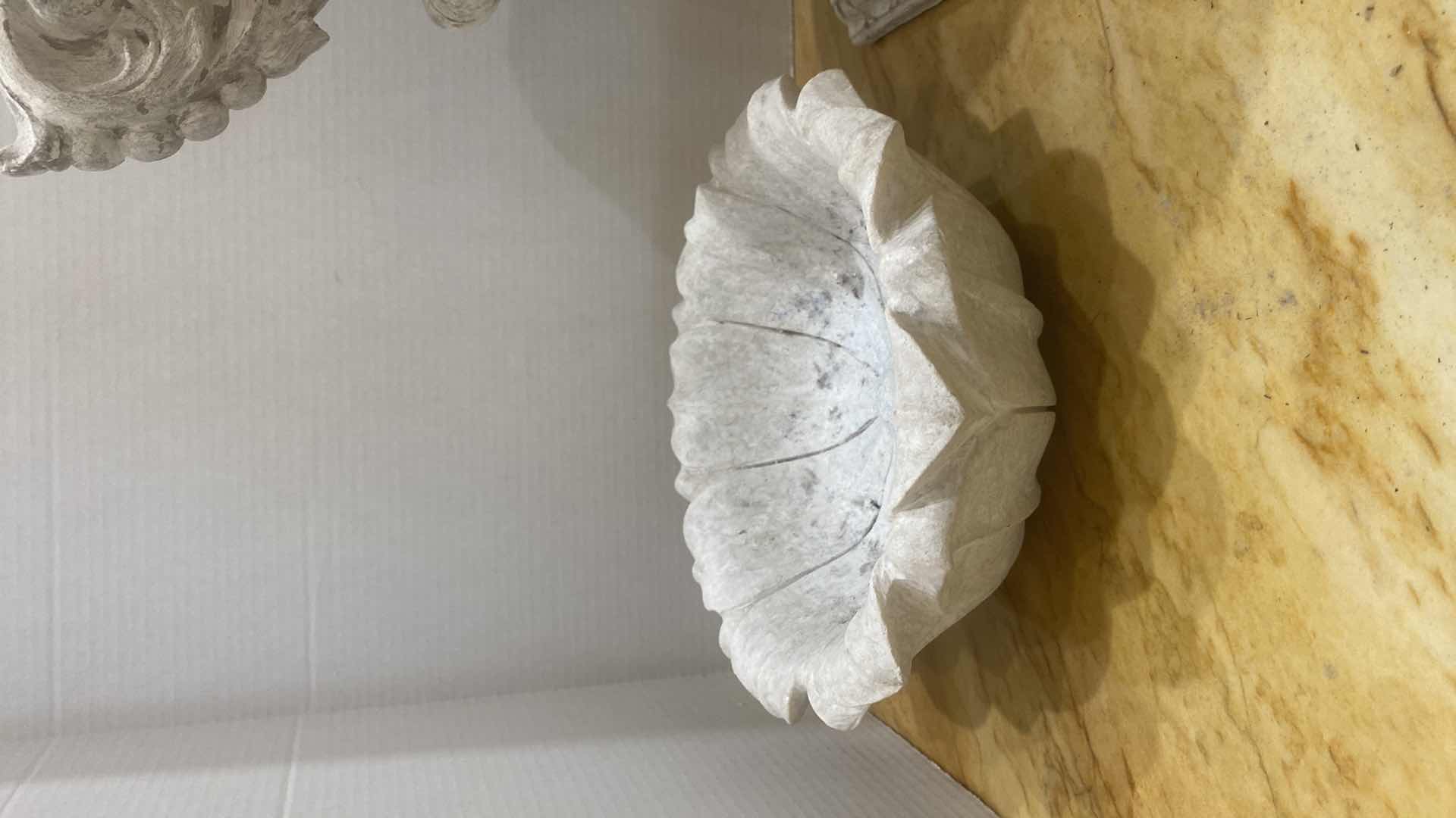 Photo 1 of HEAVY CONCRETE BOWL 11 INCHES AND PLASTER URN H 14”