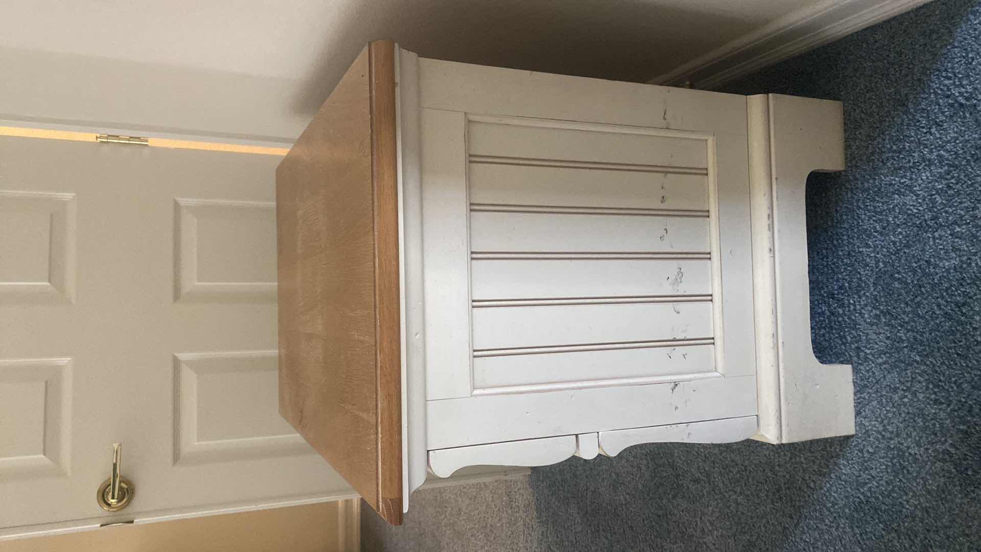 Photo 1 of PAIR OF IMPRESSIONS BY THOMASVILLE OFF-WHITE NIGHTSTANDS WITH WOOD TOP 28” X 18” H 25”