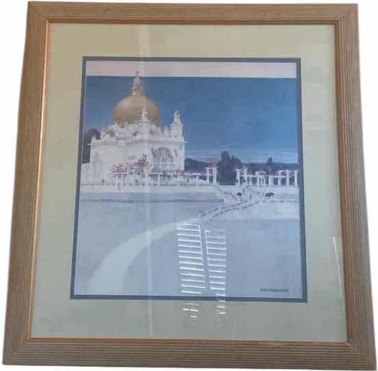 Photo 1 of WHITE WOOD FRAMED PRINT OF SAINT LEOPOLD CHURCH IN VIENNA AUSTRIA DESIGNED BY ARCHITECT OTTO WAGNER ARTWORK 37” X 38”