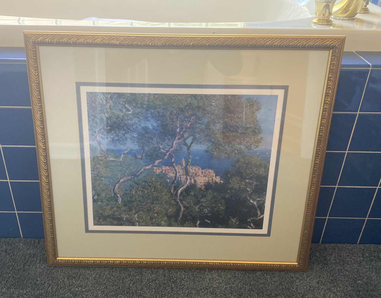 Photo 1 of GOLD FRAMED ART PRINT OF CLAUDE MONET’S 1884 PAINTING BORDIGHERA ARTWORK 27 1/2” X 24”