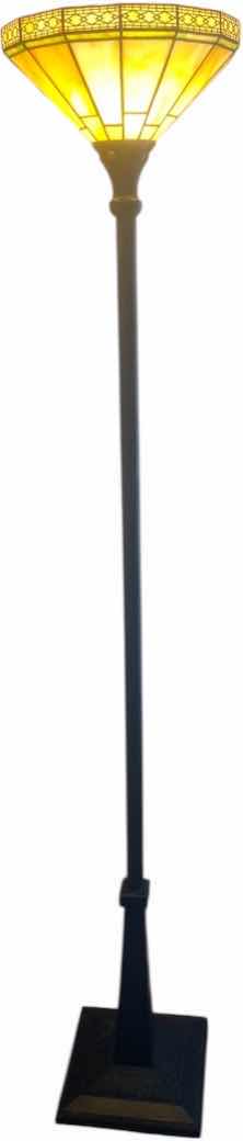 Photo 1 of METAL FLOOR LAMP WITH PLASTIC STAINED GLASS LOOK TOP H 72“