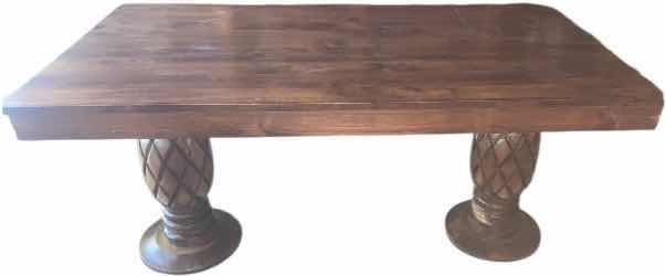 Photo 1 of WOOD TABLE WITH TWO PEDESTALS 66“ X 35 1/2“ H 31”