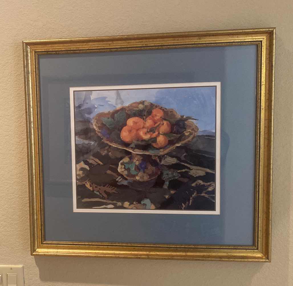 Photo 1 of GOLD FRAMED FRUIT IN BOWL ARTWORK 25 1/2” X 24”