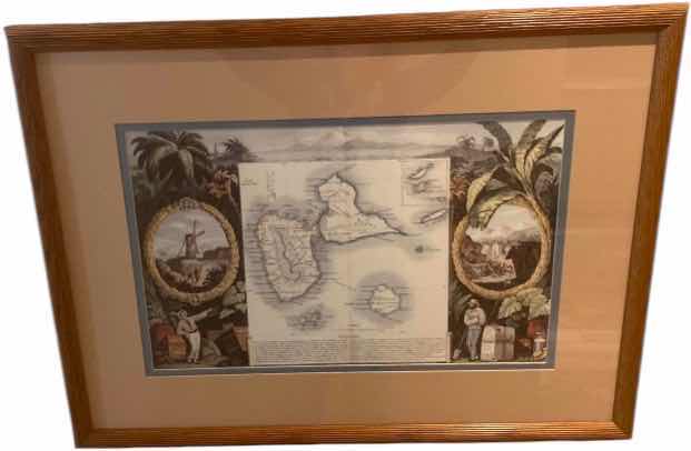 Photo 1 of FRAMED REPRODUCTION OF GUADALUPE IN THE CARIBBEAN MAP ARTWORK 34 1/2” X 26”