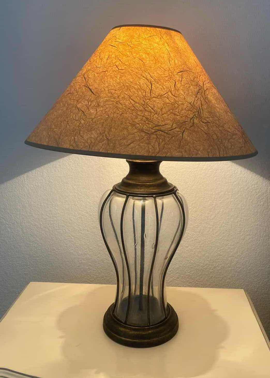 Photo 1 of GLASS AND METAL TABLE LAMP H 28“