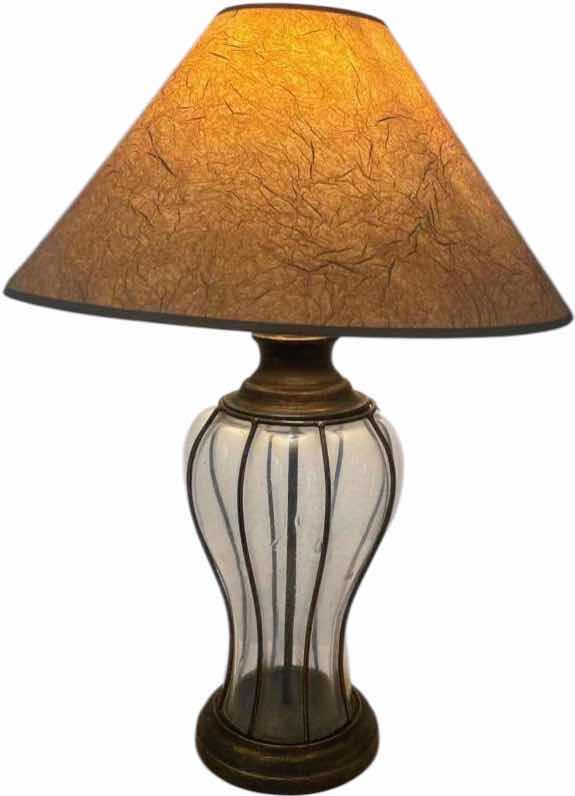 Photo 1 of GLASS AND METAL TABLE LAMP H 28“