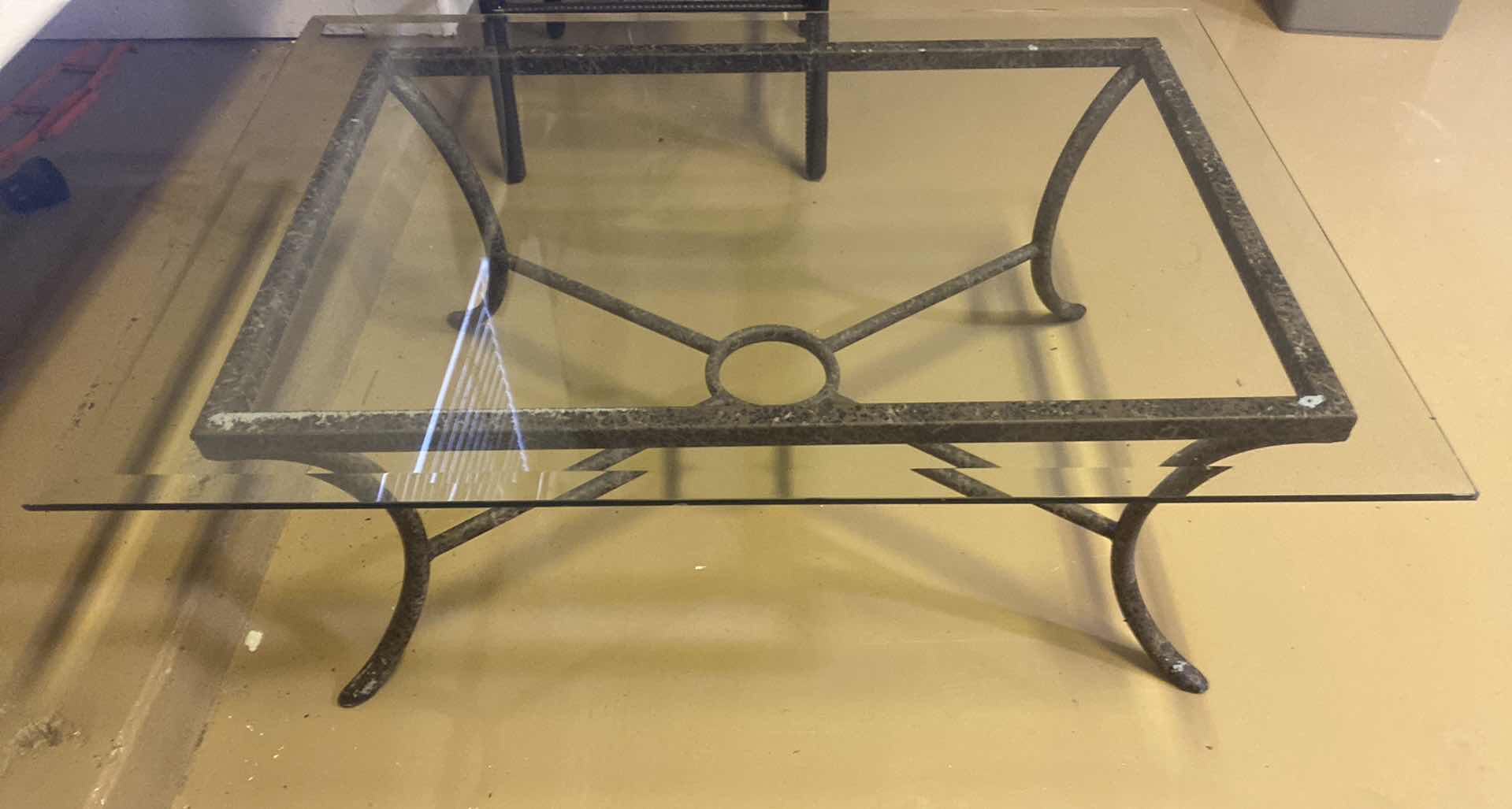 Photo 1 of METAL TABLE WITH GLASS TOP 42“ x 30“ H 17”