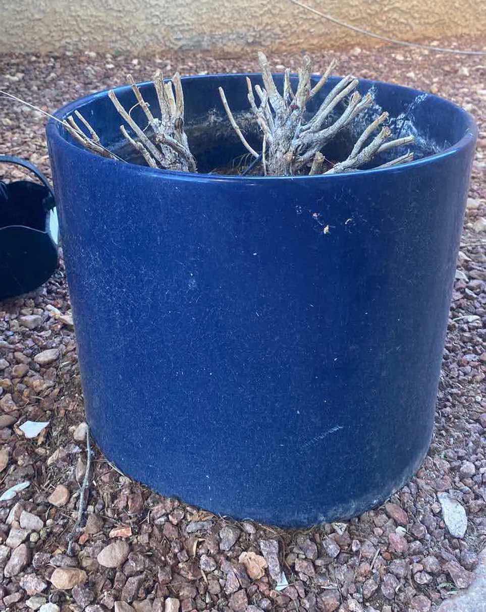 Photo 1 of BLUE CERAMIC POT 15” X 13”