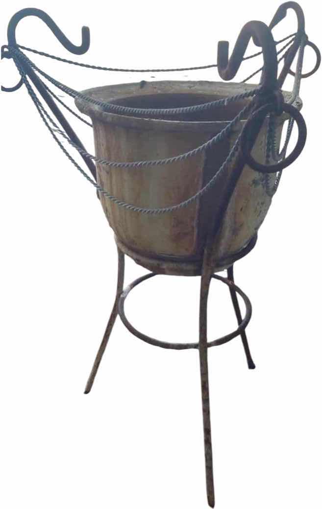 Photo 1 of CLAY POT WITH METAL STAND H 28”