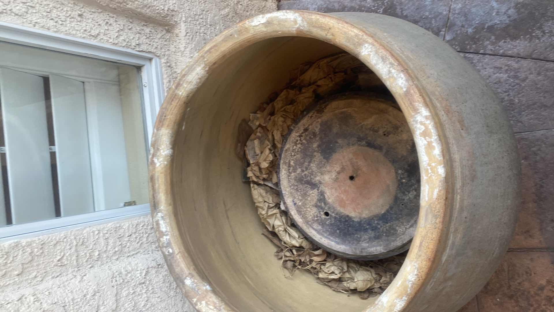 Photo 1 of LARGE CLAY POT WITH SAUCER, 24“ X 29“
