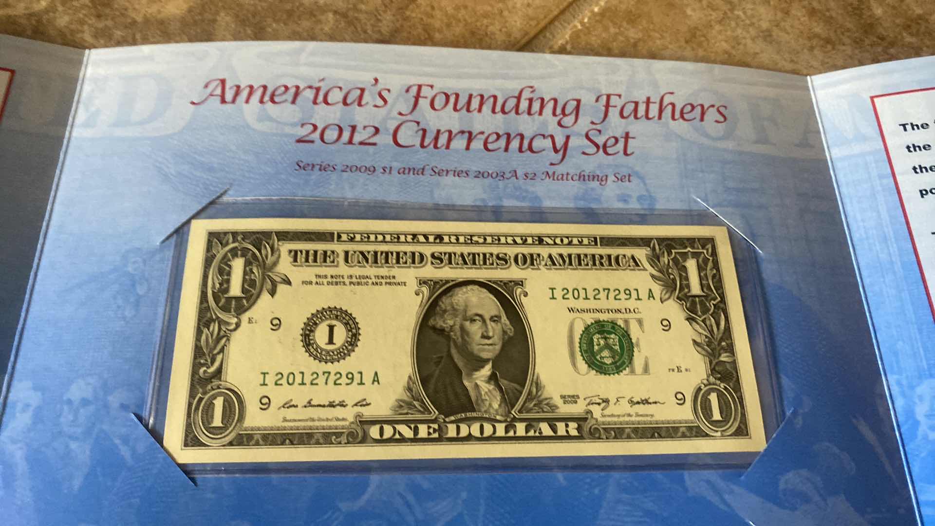 Photo 1 of PAIR OF AMERICA’S FOUNDING FATHER’S 2012 CURRENCY SETS