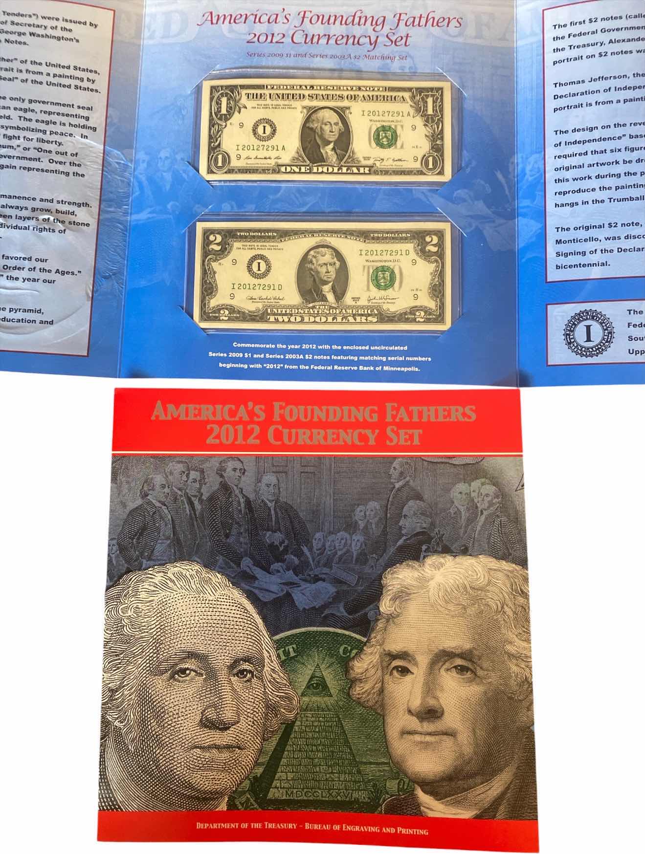 Photo 1 of PAIR OF AMERICA’S FOUNDING FATHER’S 2012 CURRENCY SETS