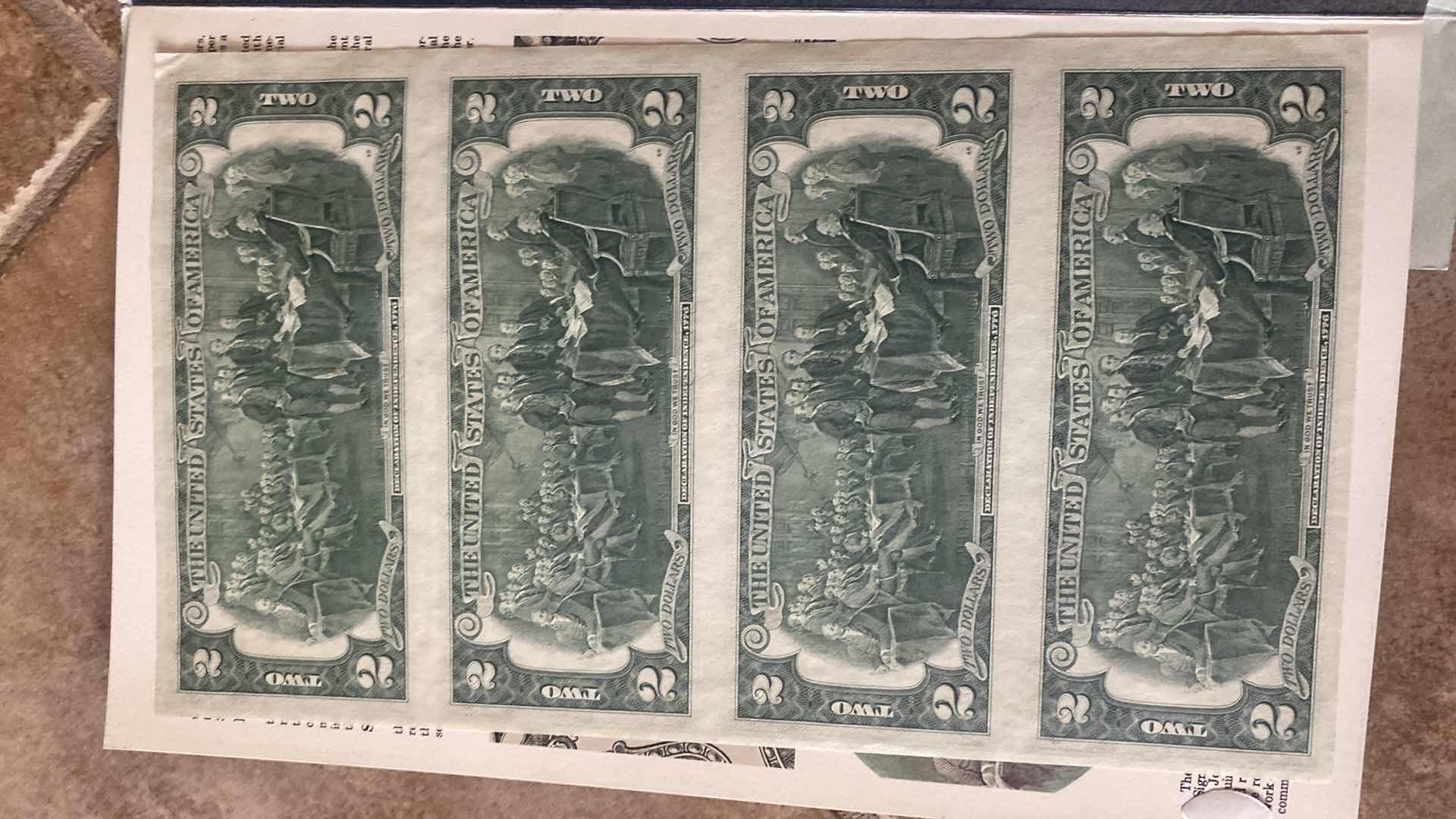 Photo 1 of VINTAGE NEW - 1976 BUREAU OF ENGRAVING AND PRINTING 4 $2 DOLLAR BILLS UNCUT (STAR NOTES)