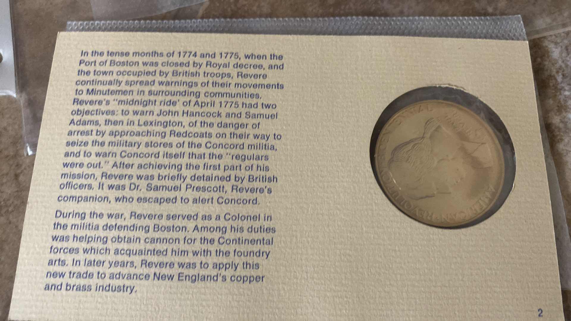 Photo 1 of 2-1975 BICENTENNIAL FIRST DAY COVER COMMEMORATIVE MEDAL AND STAMPS PAUL REVERE